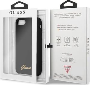 Guess Guess GUHCI8LSLMGBK iPhone 7/8/SE 2020 black/czarny hard case Silicone Vintage Gold Logo uniwersalny 7
