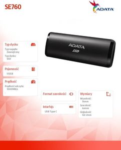 Dysk zewnętrzny SSD ADATA SE760 512GB Czarny (ASE760-512GU32G2-CBK) 5