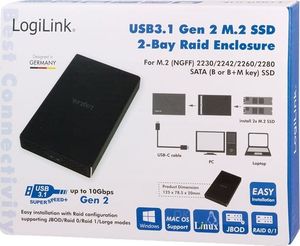 Kieszeń LogiLink 2x M.2 SATA - USB-C 3.2 Gen 2 (UA0297) 6