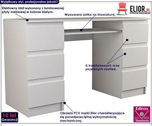 Biurko Elior Liner 2X Białe 130 cm x 51 cm 2