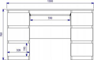 Biurko Elior Liner 2X Białe 130 cm x 51 cm 5
