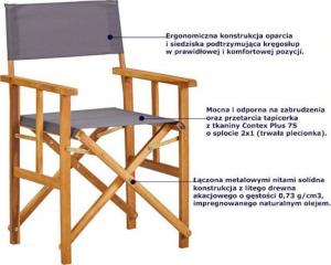 Elior krzesło reżyserskie składane Martin, popielate (7379) 7