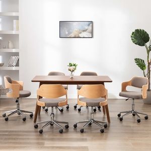 vidaXL Obrotowe krzesła stołowe, 6 szt., taupe, gięte drewno i tkanina 1