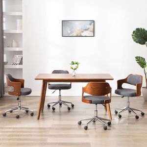 vidaXL Obrotowe krzesła stołowe, 4 szt., szare, gięte drewno i tkanina 1