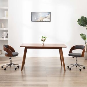 vidaXL Obrotowe krzesła stołowe, 2 szt., szare, gięte drewno i tkanina 1