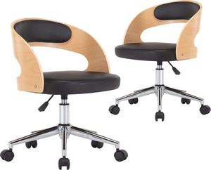 vidaXL Krzesła obrotowe, 2 szt., czarne, gięte drewno i sztuczna skóra 2