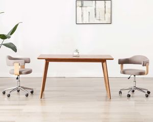 vidaXL Obrotowe krzesła stołowe, 2 szt., taupe, gięte drewno i tkanina 1