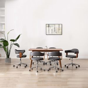 vidaXL Obrotowe krzesła stołowe, 6 szt., szare, gięte drewno i tkanina 1