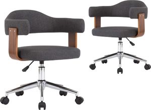 vidaXL Obrotowe krzesła stołowe, 2 szt., szare, gięte drewno i tkanina 2