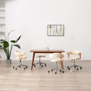 vidaXL Obrotowe krzesła stołowe, 4 szt., kremowe, sztuczna skóra 1