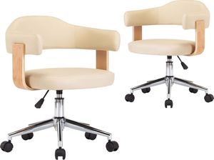 vidaXL Obrotowe krzesła stołowe, 2 szt., kremowe, sztuczna skóra 2