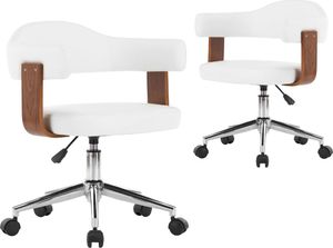 vidaXL Krzesła obrotowe, 2 szt., białe, gięte drewno i sztuczna skóra 2