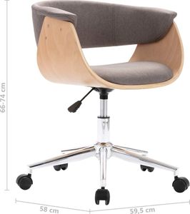 vidaXL Obrotowe krzesła stołowe, 2 szt., taupe, obite tkaniną 8