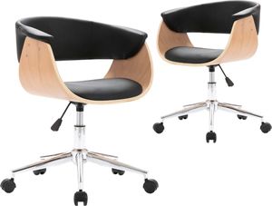 vidaXL Obrotowe krzesła stołowe, 2 szt., czarne, sztuczna skóra 2