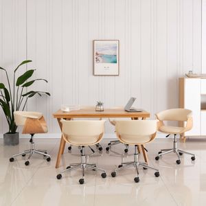 vidaXL Obrotowe krzesła stołowe, 6 szt., kremowe, sztuczna skóra 1