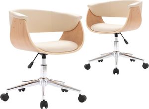 vidaXL Obrotowe krzesła stołowe, 2 szt., kremowe, sztuczna skóra 2