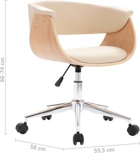 vidaXL Obrotowe krzesła stołowe, 2 szt., kremowe, sztuczna skóra 8