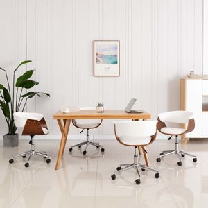 vidaXL Obrotowe krzesła stołowe, 4 szt., białe, sztuczna skóra 1