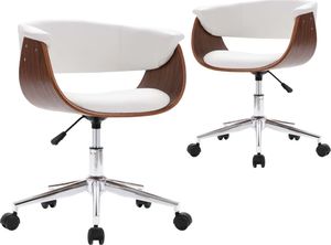 vidaXL Obrotowe krzesła stołowe, 2 szt., białe, sztuczna skóra 2