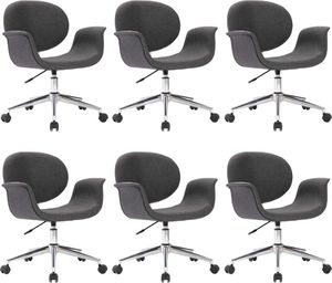 vidaXL Obrotowe krzesła stołowe, 6 szt., szare, obite tkaniną 2