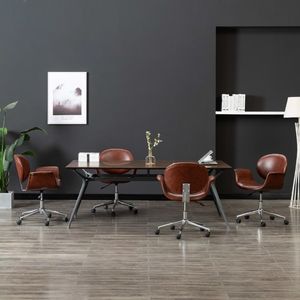 vidaXL Obrotowe krzesła stołowe, 4 szt., brązowe, sztuczna skóra 1