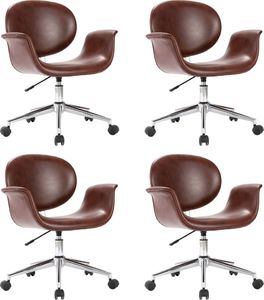 vidaXL Obrotowe krzesła stołowe, 4 szt., brązowe, sztuczna skóra 2