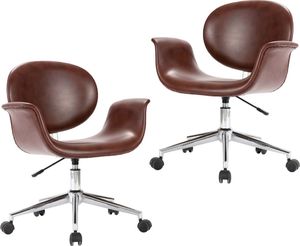 vidaXL Obrotowe krzesła stołowe, 2 szt., brązowe, sztuczna skóra 2