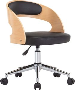 vidaXL Obrotowe krzesło stołowe, czarne, gięte drewno i sztuczna skóra 2