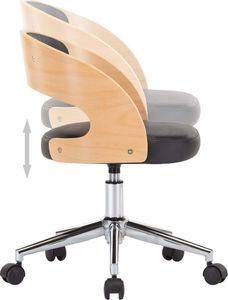 vidaXL Obrotowe krzesło stołowe, czarne, gięte drewno i sztuczna skóra 6