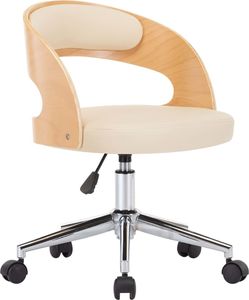 vidaXL Obrotowe krzesło stołowe, kremowe, gięte drewno i ekoskóra 2