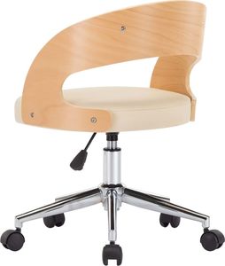 vidaXL Obrotowe krzesło stołowe, kremowe, gięte drewno i ekoskóra 4