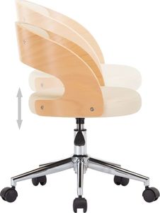 vidaXL Obrotowe krzesło stołowe, kremowe, gięte drewno i ekoskóra 6