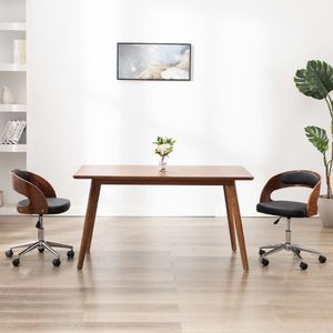 vidaXL Obrotowe krzesło stołowe, białe, gięte drewno i sztuczna skóra 1