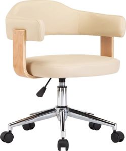 vidaXL Obrotowe krzesło stołowe, kremowe, gięte drewno i ekoskóra 2
