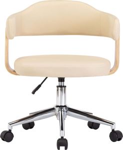 vidaXL Obrotowe krzesło stołowe, kremowe, gięte drewno i ekoskóra 3