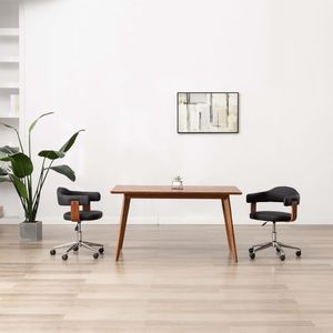 vidaXL Obrotowe krzesło stołowe, czarne, gięte drewno i sztuczna skóra 1