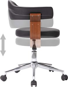 vidaXL Obrotowe krzesło stołowe, czarne, gięte drewno i sztuczna skóra 5