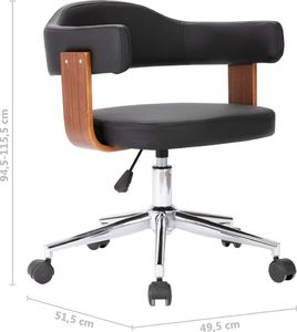 vidaXL Obrotowe krzesło stołowe, czarne, gięte drewno i sztuczna skóra 8