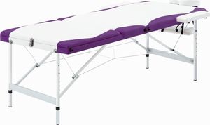 vidaXL 3-strefowy, składany stół do masażu, aluminium, biało-fioletowy 1