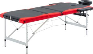 vidaXL 3-strefowy, składany stół do masażu, aluminium, czarno-czerwony 1