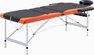 vidaXL 3-strefy, składany stół do masażu, aluminium czarny i pomarańcz 1