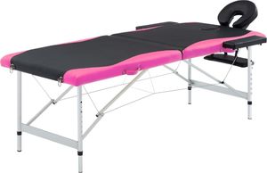 vidaXL 2-strefowy, składany stół do masażu, aluminium, czarno-różowy 1