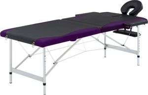 vidaXL 2-strefowy, składany stół do masażu, aluminium, czarno-fioletowy 1