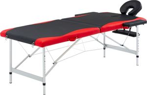 vidaXL 2-strefowy, składany stół do masażu, aluminium, czarno-czerwony 1