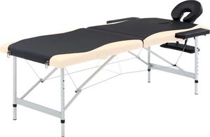 vidaXL 2-strefowy, składany stół do masażu, aluminium, czarno-beżowy 1