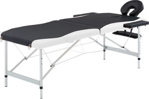 vidaXL 2-strefowy, składany stół do masażu, aluminium, czarno-biały 1