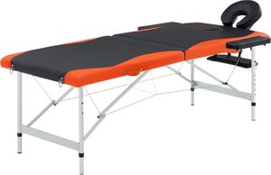 vidaXL 2-strefy, składany stół do masażu, aluminium czarny i pomarańcz 1