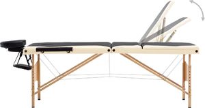 vidaXL Składany stół do masażu, 3 strefy, drewniany, czarno-beżowy 3