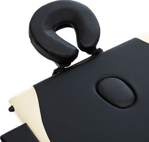 vidaXL Składany stół do masażu, 3 strefy, drewniany, czarno-beżowy 6