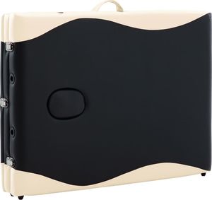 vidaXL Składany stół do masażu, 3 strefy, drewniany, czarno-beżowy 8